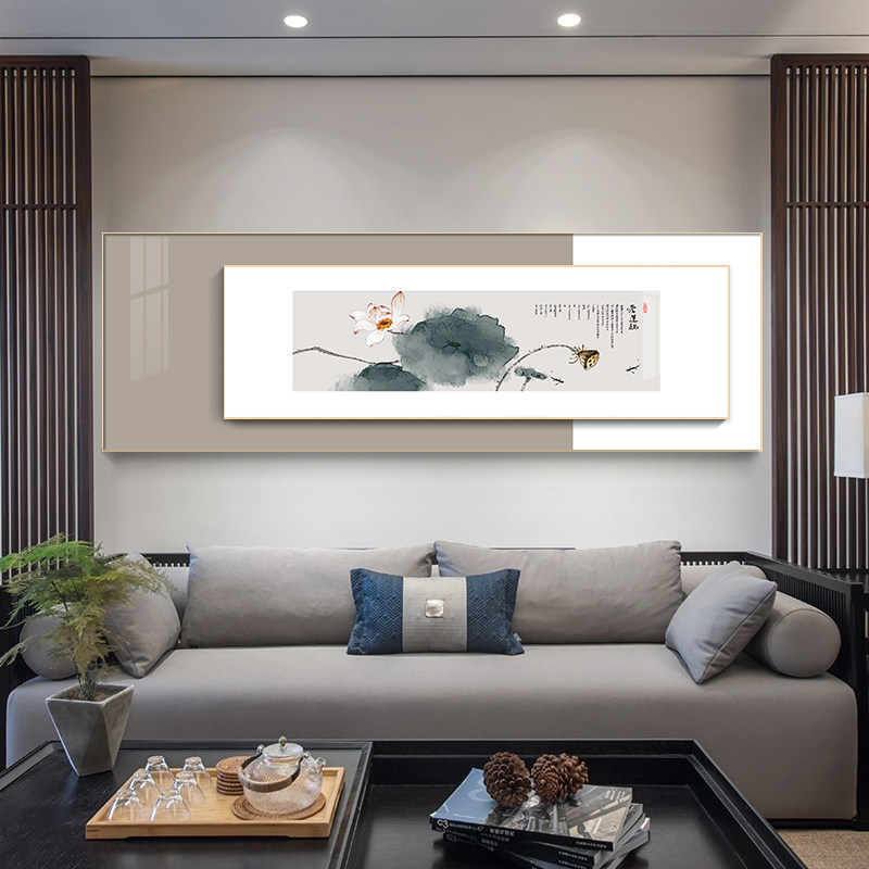 新中式客厅装饰画沙发背景墙挂画轻奢大气山水画中国风晶瓷壁画,家居饰品,现代装饰画,淘宝优惠券,粉丝福利购,淘宝优惠卷