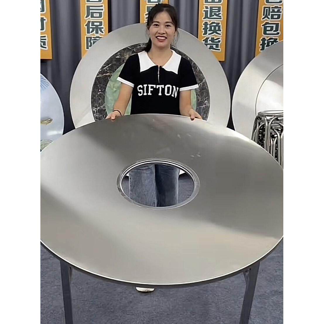 加厚不锈钢可折叠火锅桌可商用地摊户外折叠桌串串打边炉烤肉桌子
