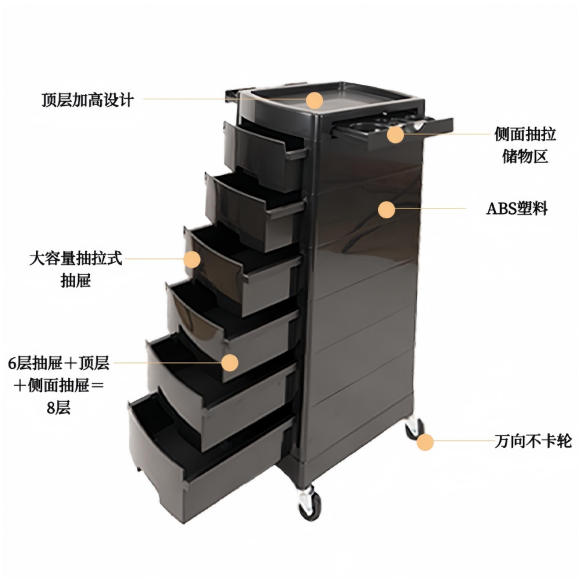 理发工具手推车美容美发多功能加厚杠车发廊剪发烫染储物滑轮推车