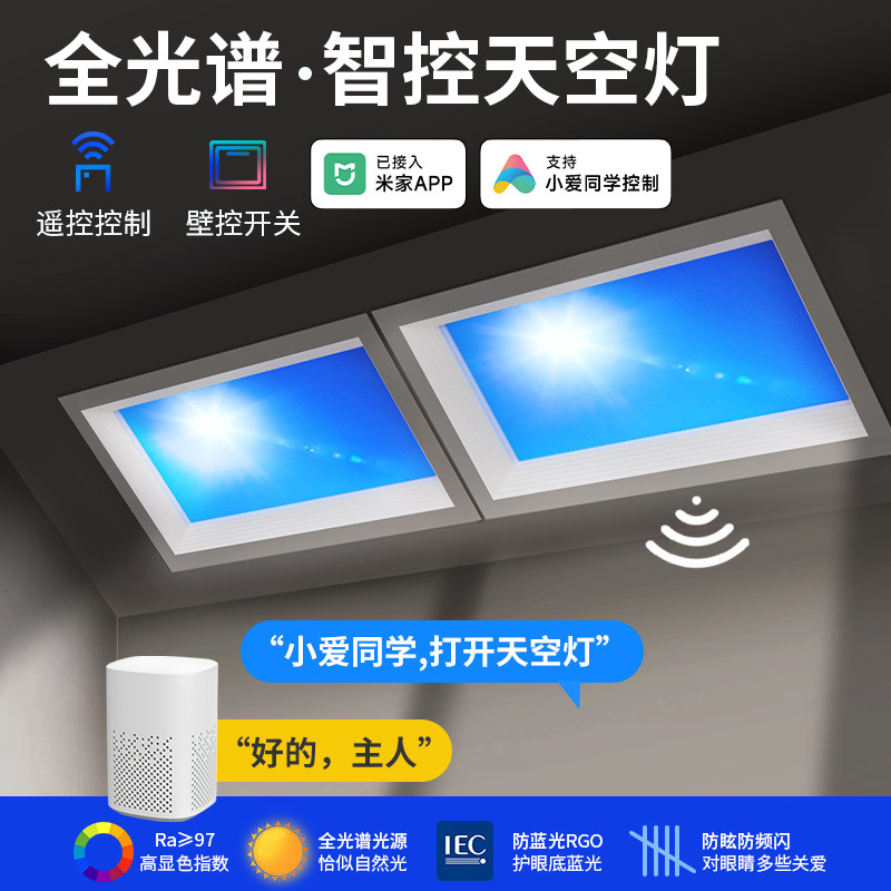 智能调光青天空灯蓝天自然光玄关卫生间厨房嵌入式集成吊顶晴空灯
