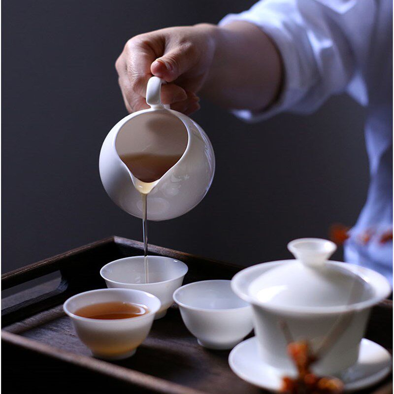 见山阁无欲潮州工夫茶正宗骨瓷超薄公道杯小号纯白陶瓷分茶器