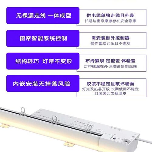 乐屋N31氛围灯开合帘电动轨道横置隐藏智能窗帘电机语音遥控手拉