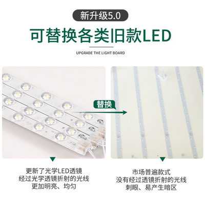 led吸顶灯改造灯板长方形led长条光源贴片灯替换H灯管灯条