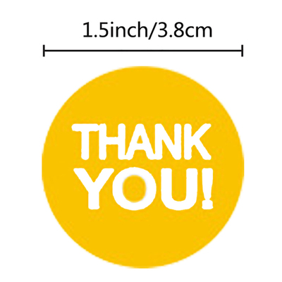 500张/卷圆形谢谢贴纸8颜色THANK YOU贴纸节日礼物装饰不干胶标签
