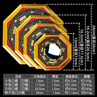 八卦镜凸镜凸面镜子大门九宫太极图家用挂件凹镜阴阳凹凸平面摆件