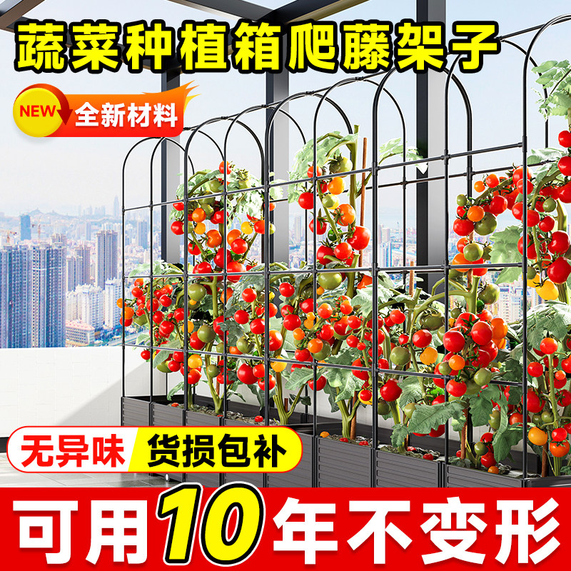 阳台蔬菜种植箱爬藤架园艺植物支撑杆黄瓜爬藤架长方形花盆葡萄架