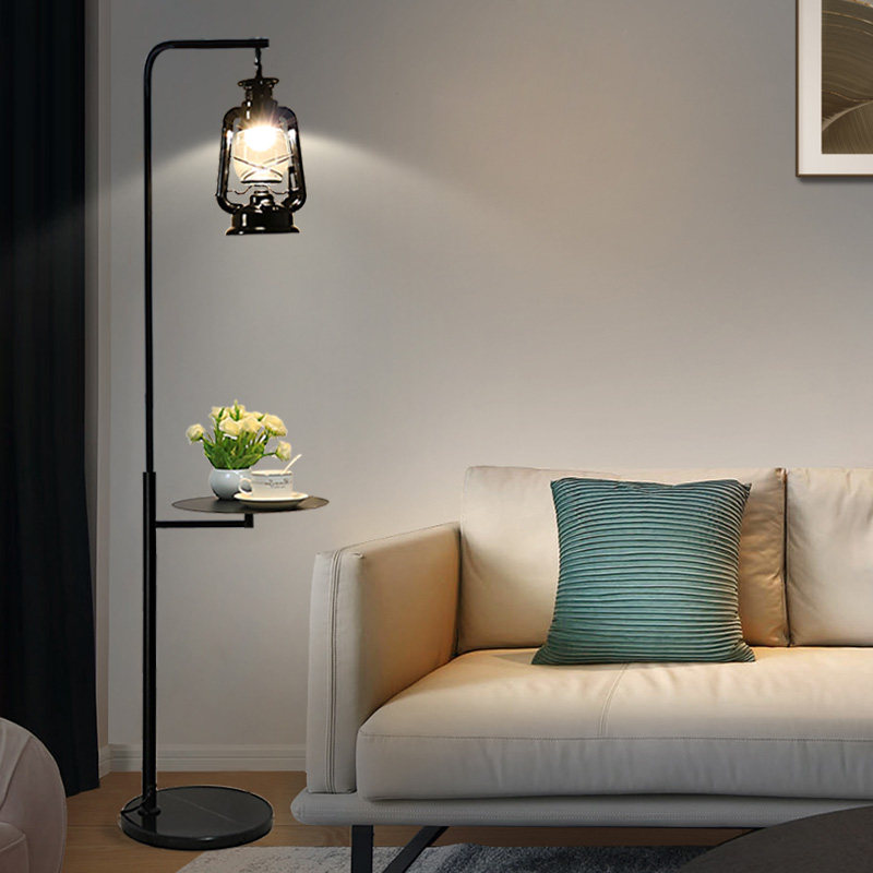 美式落地灯简约复古客厅马灯立式卧室网红台灯创意北欧风煤油灯