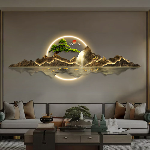 客厅装饰画沙发背景墙挂画高级感山水挂件新中式大气壁画2026新款