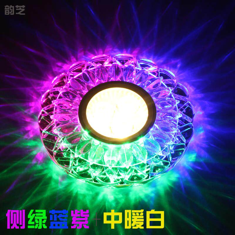 LED水晶射灯装饰天花灯筒灯暗装背景墙射灯客厅孔灯3寸猫眼射灯