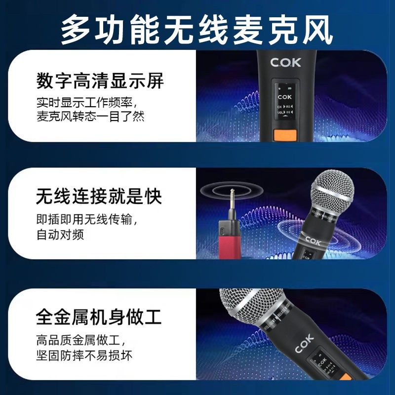 COK MW-1132无线麦克风一拖二家庭KTV主持会议演出调频手持话筒