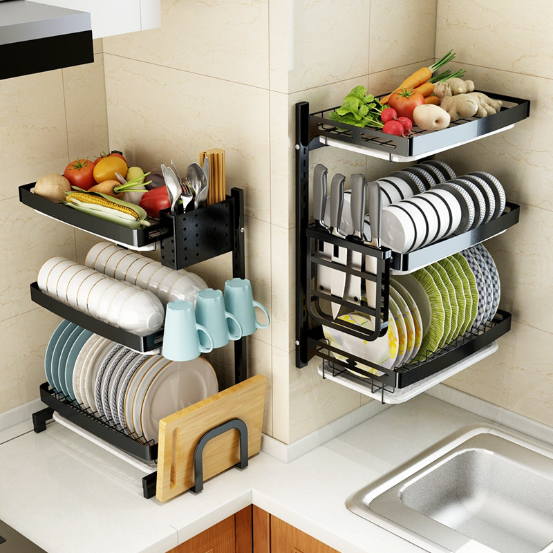 免打孔厨房沥水碗架壁挂晾碗碟盘子收纳架不锈钢放碗筷刀架置物架,厨房/烹饪用具,厨房置物架/置物柜/角架,淘宝优惠券,粉丝福利购,淘宝优惠卷