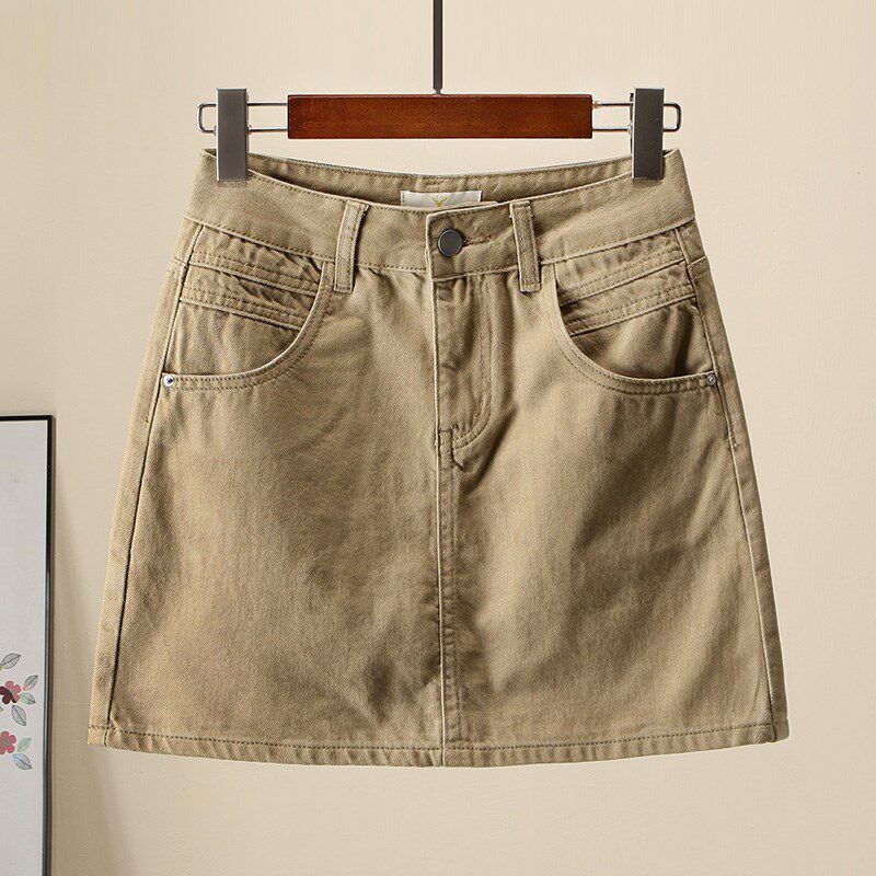 白色牛仔短裙女2024夏季新款高腰a字半身裙百搭显瘦防走光裙子