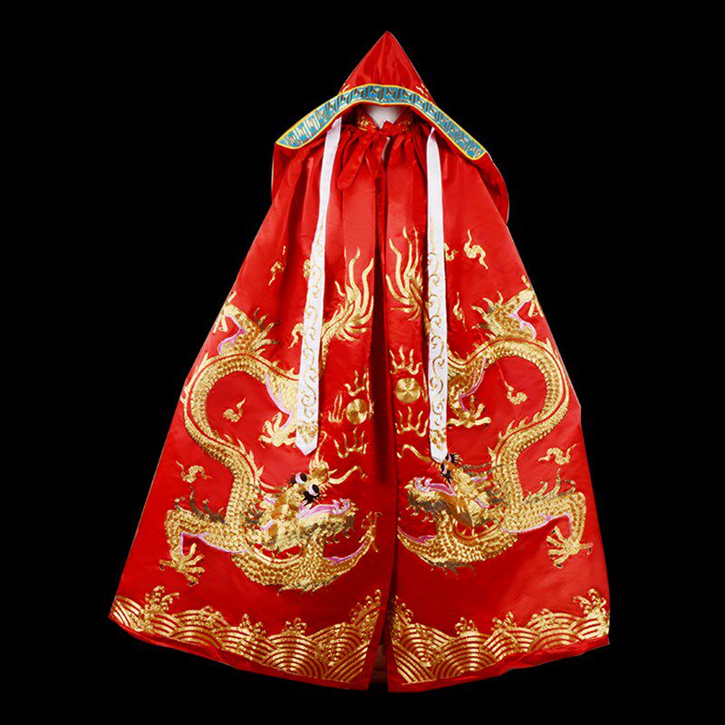 大缎全金龙披风 京剧戏曲舞台演出服装男披风皇帝斗篷将军变脸服