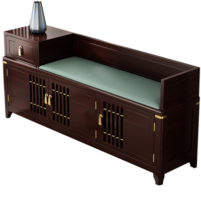 换鞋凳家用门口穿鞋凳进门凳实木鞋柜凳多功能长条凳新中式储物凳