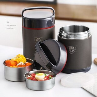 庆展保温饭盒学生不锈钢真空长效保温桶大容量便携便当盒闷烧提锅