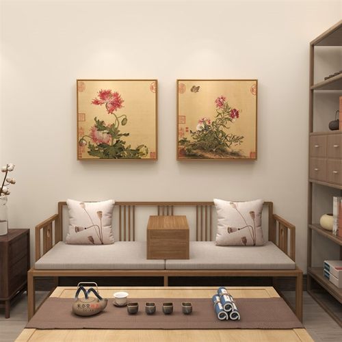 米亦堂x郎世宁 新中式工笔花鸟国画组合画客厅办公室餐厅玄关挂画