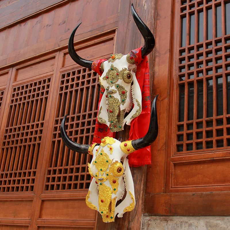 精选包铜牦牛头骨装饰工艺品公司办公室墙面壁饰挂件别墅玄关壁挂
