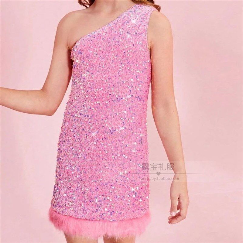 2024新款女童钢琴演出服洋气粉色高端生日公主裙模特婚礼花童礼服