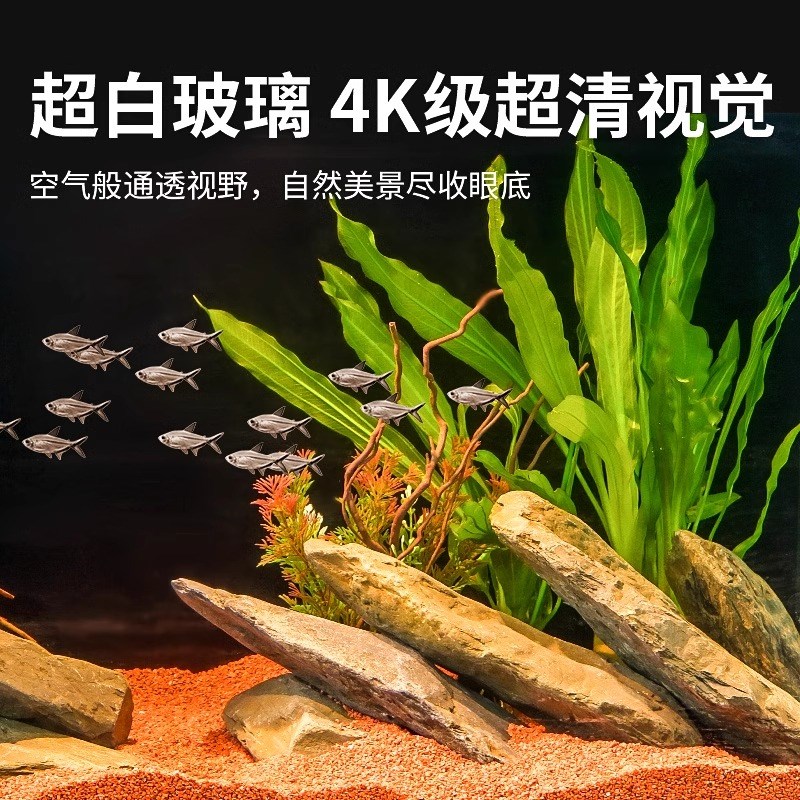超白背滤鱼缸家用自循环造景缸小型客厅生态桌面金鱼缸侧滤造景缸