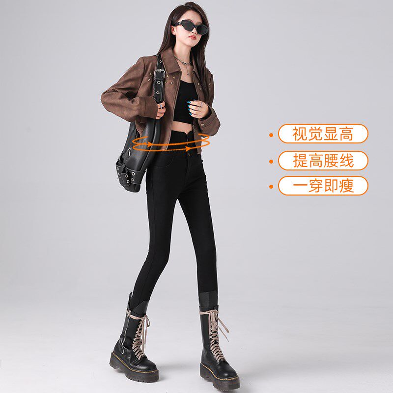 黑色紧身牛仔裤女小脚裤2025年早秋新款高腰显瘦春秋款美式铅笔裤