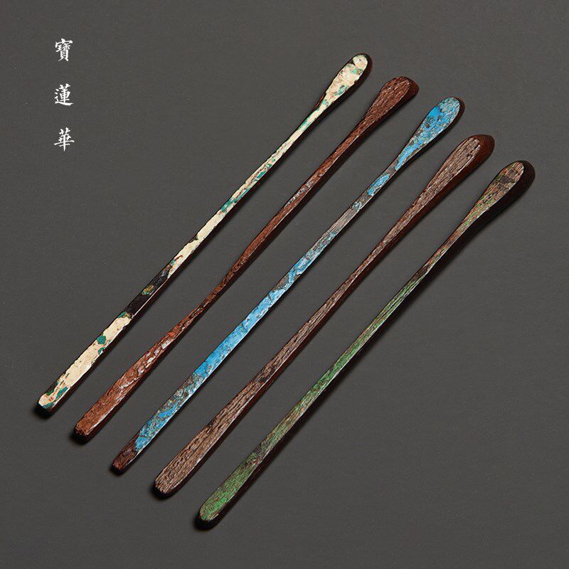 老料风化原木皮小叶紫檀茶拨茶勺 手工制茶匙茶扒 茶道零配六君子