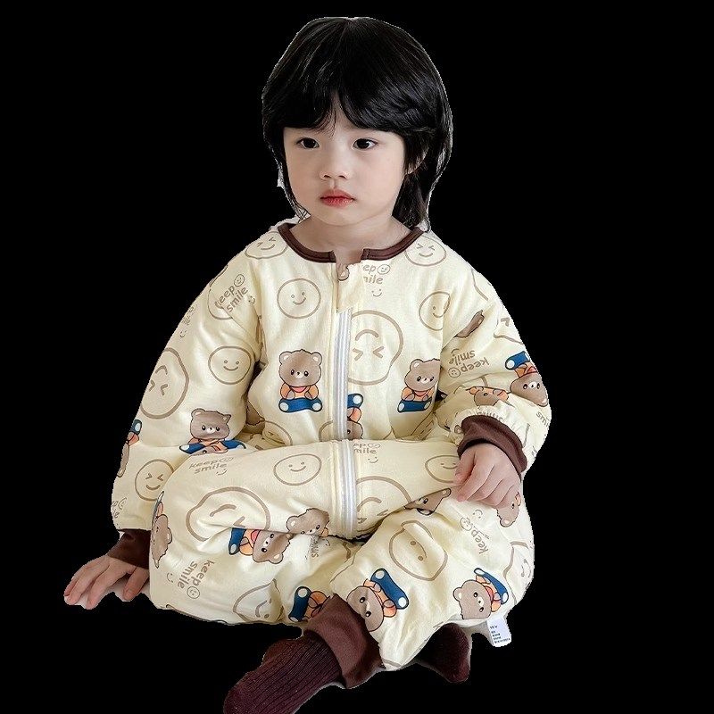 睡袋儿童春秋款婴儿连体睡衣宝宝被子两用秋冬款防踢被子神器大童