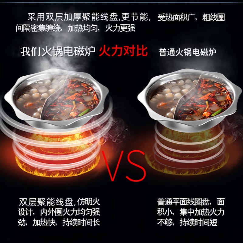 火锅电磁炉酒店触摸式圆形3000W下沉式餐馆大功率商用小火锅炉