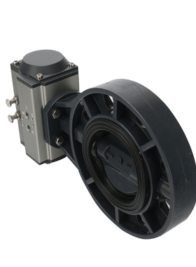 气动UPVC蝶阀 气动塑料蝶阀 耐酸碱气动蝶阀 D671S 对夹蝶阀