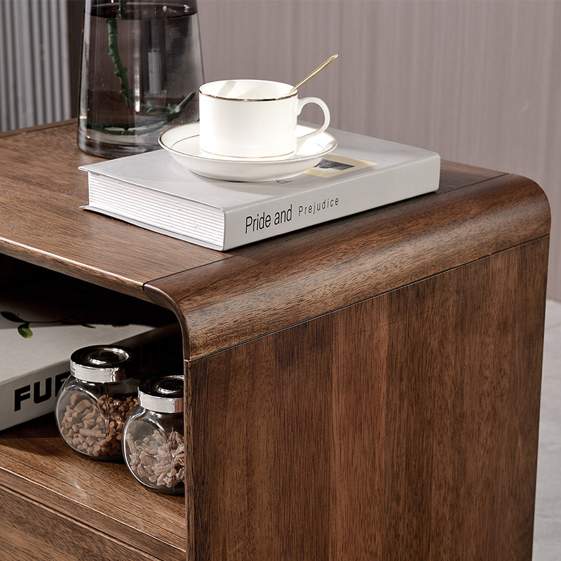 全实木床头柜黑胡桃木带阻尼卧室床边柜意式整装原木收纳储物柜子,住宅家具,床头柜,淘宝优惠券,粉丝福利购,淘宝优惠卷