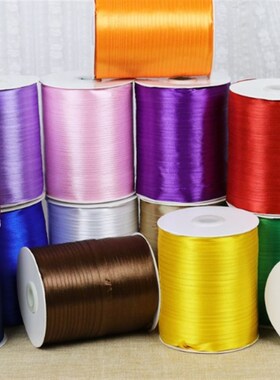 0.3-1cm红色绸带丝带茶叶包装吊旗绳三角旗酒瓶蝴蝶结扎气球340米