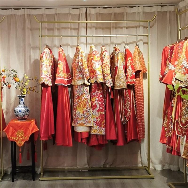 中式婚纱架汉服展示架影楼落地架礼服架子秀禾挂衣架唐装旗袍货架