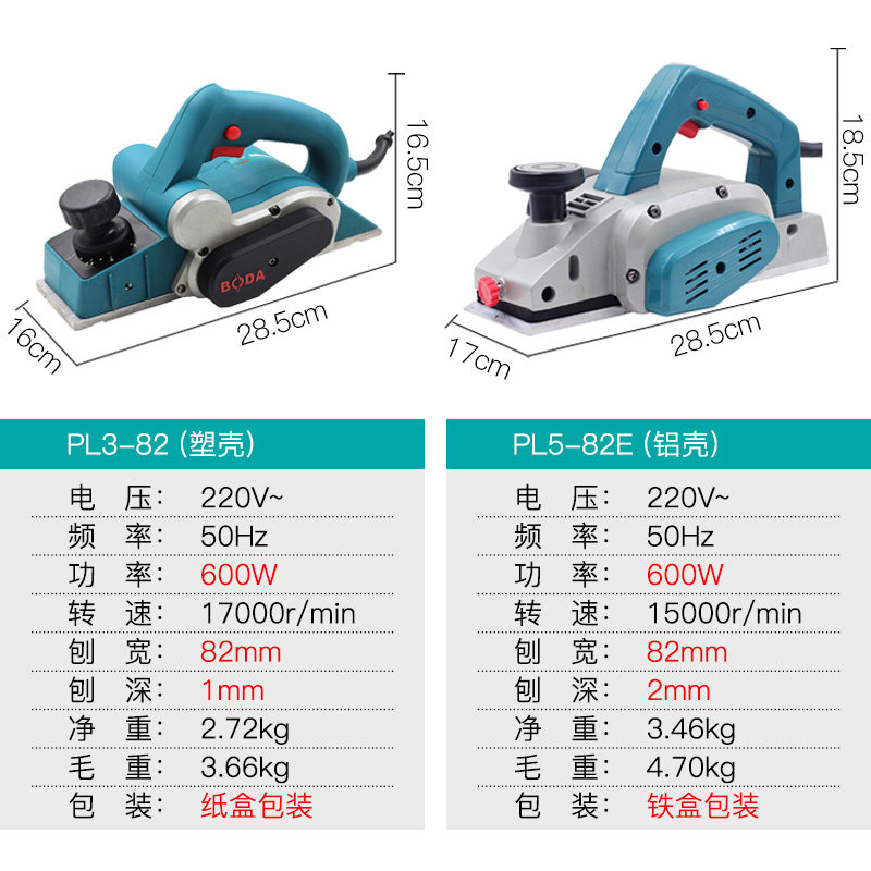 博大电刨多功能电刨子家用小型手提刨木工刨手电铇刨木机电动工具