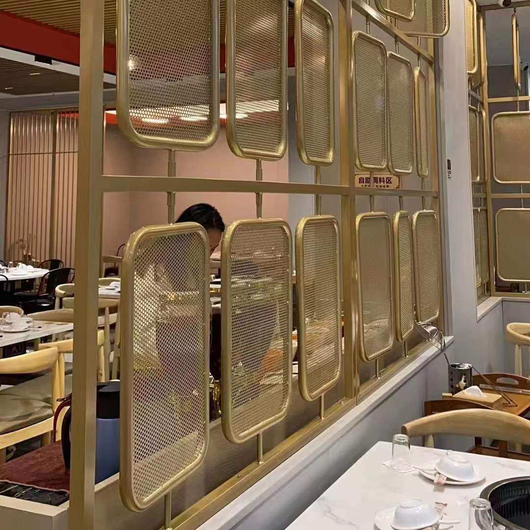 中式藤编铁艺屏风隔断客厅餐厅入户玄关装饰镂空火锅店花格定制