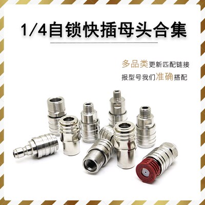 高压水枪不锈钢自锁头快接配件12mm快插孔G1/4,NPT螺纹,M22,M14