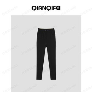 加绒小脚休闲裤 高腰显瘦小黑裤 新款 22616 24H