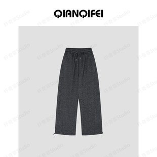 宽松加绒抽绳百搭阔腿弯刀休闲裤 新款 25209 27H