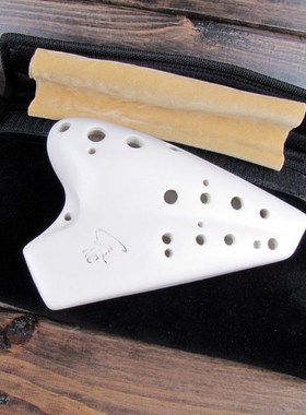 包邮 风雅陶笛   无光白中音C调复管 亚光白双管AC调陶笛