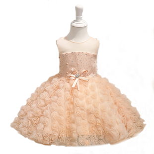 儿童礼服公主裙钢琴演奏礼服女童主持人演出服小女孩生日蓬蓬裙