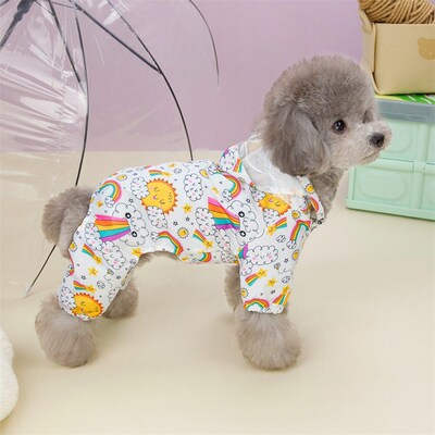 小狗狗四脚防水雨衣带牵引环比熊博美小型犬幼犬宠物雨披四季通用