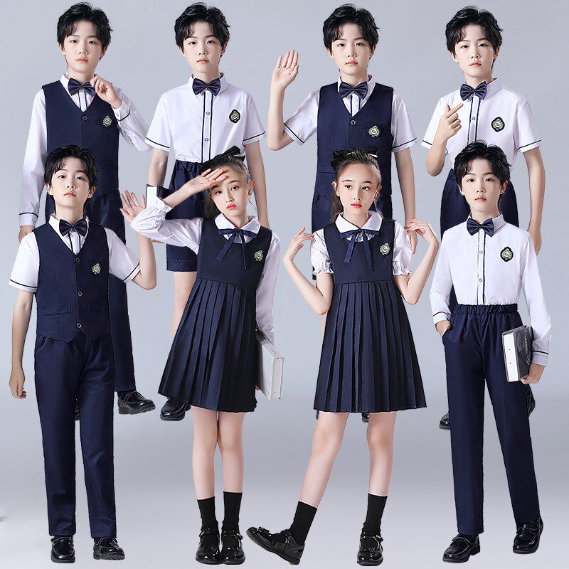 儿童合唱演出服学生班服学院风百褶裙礼服连衣裙舞台幼儿园表演服