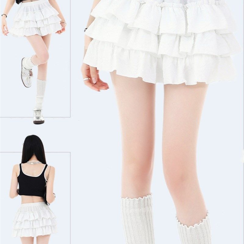 法式复古芭蕾风白色花边蛋糕短裙女春夏季内搭打底a字裙裤半身裙,女装/女士精品,半身裙,淘宝优惠券,粉丝福利购,淘宝优惠卷