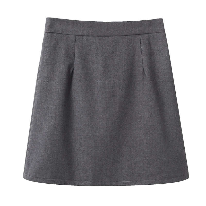 松紧腰职业a字裙大码灰色ol正装半身裙面试橡筋西装面料宽松短裙