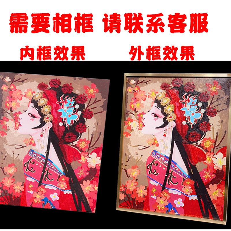 数字油画diy填色油彩画花卉手工画画减压卧室装饰画客厅玄关玫瑰