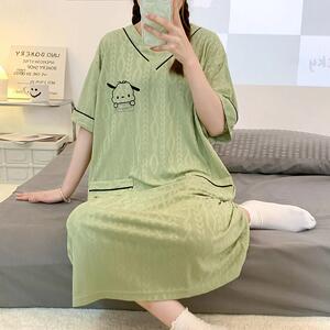 胖mm大码睡衣女200斤睡裙女款夏季薄款加肥加大码300斤夏天睡衣裙