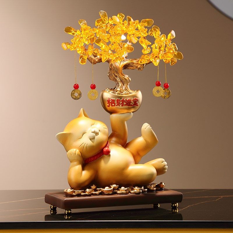新中式躺赚招财猫桌面摆件客厅玄关酒柜办公室装饰品乔迁家居礼品,家居饰品,装饰摆件,淘宝优惠券,粉丝福利购,淘宝优惠卷