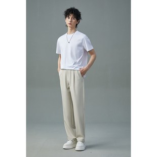 垂坠感直筒宽松长裤 w2x夏季 裤 男成熟稳重休闲西装 薄款 青年休闲裤