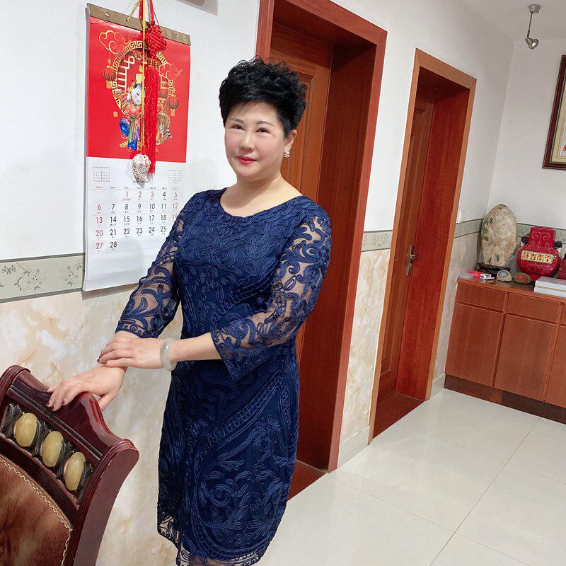 平时可穿礼服裙高贵七分袖洋气妈妈装喜庆宴会大码连衣裙气质女装