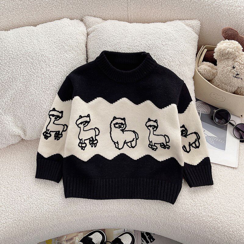 男童毛衣2024秋冬儿童打底针织衫红色宝宝加厚毛线衣冬季男孩上衣