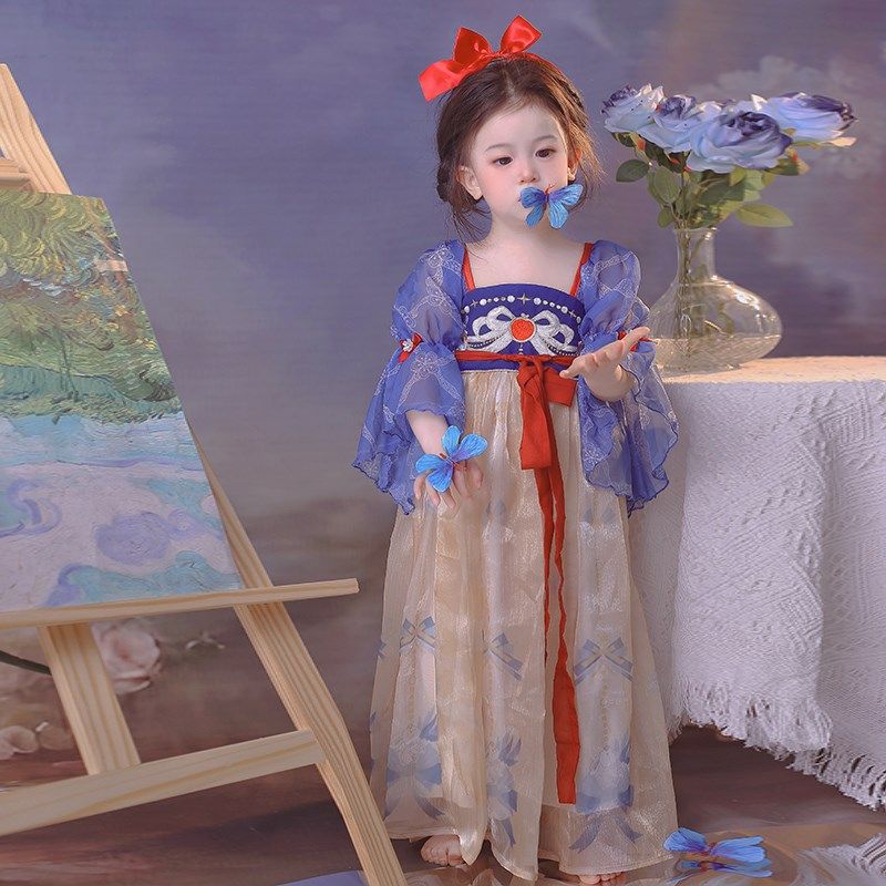 汉服女童2025新款连衣裙白雪公主裙夏儿童女孩周岁生日礼服表演服