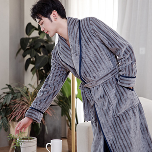 冬季 长袍珊瑚绒冬睡袍男士 加绒新款 睡衣男浴袍秋冬法兰绒加厚长款